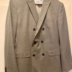 Banana Republic Double Breasted 40S Grey Wool Blaz